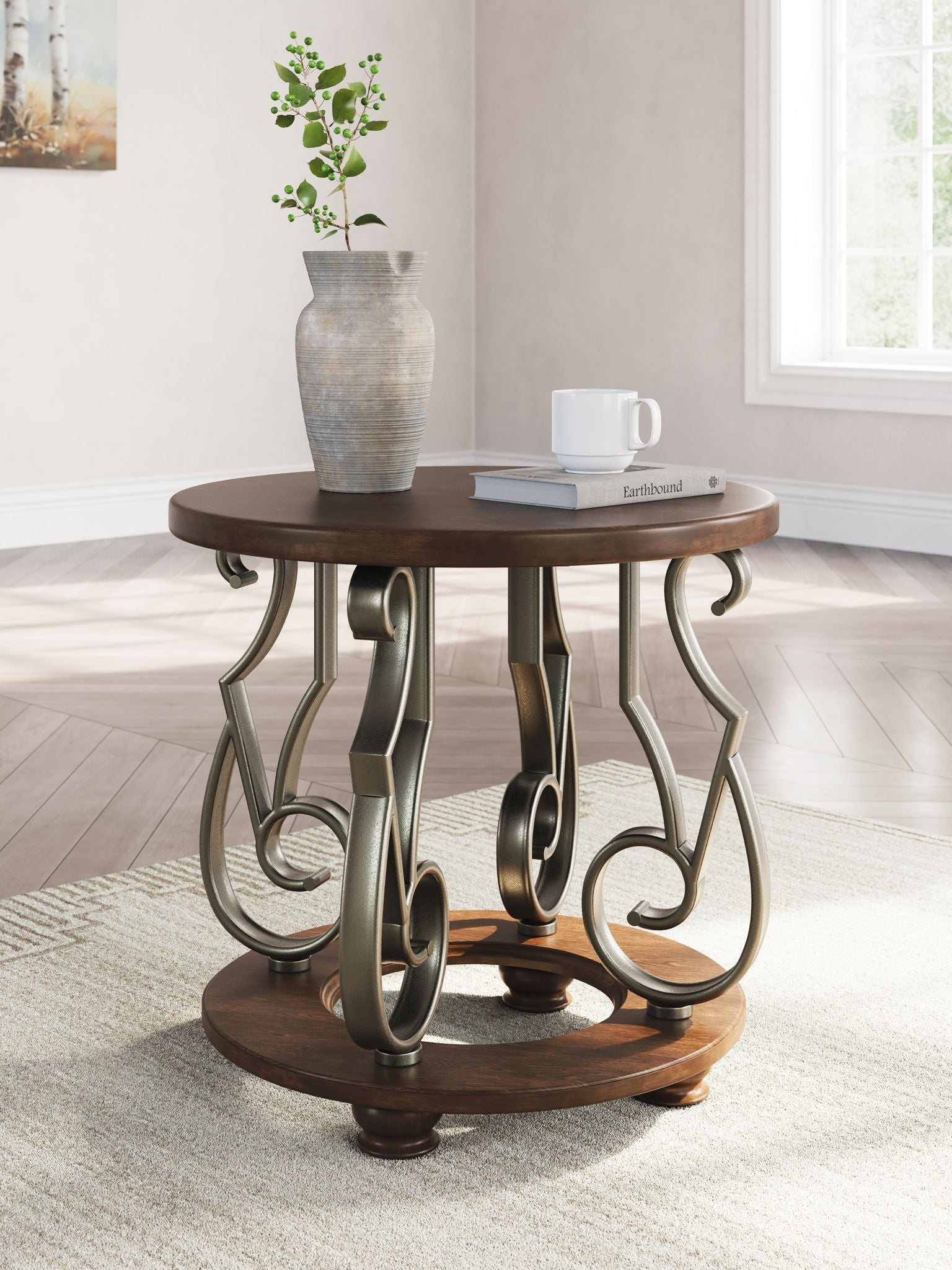 Dark Brown Frallyn Round End Table by Signature Design Ashley-2