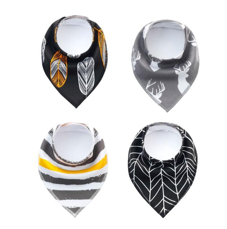 Lot de 4 bavoirs imprimés flèche vague triangle, accessoires bavoir bandana en coton pour bébé