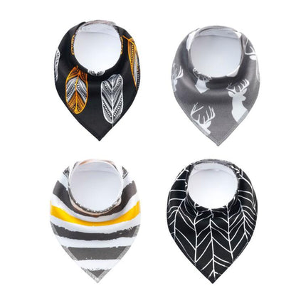 Lot de 4 bavoirs imprimés flèche vague triangle, accessoires bavoir bandana en coton pour bébé