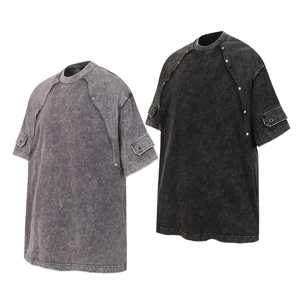 Washed and worn short sleeved T-shirt