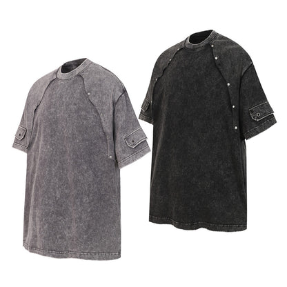 Washed and worn short sleeved T-shirt