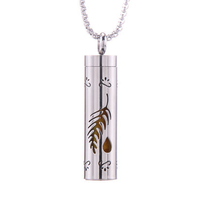 Pendentif diffuseur d'huiles essentielles cylindrique en acier inoxydable