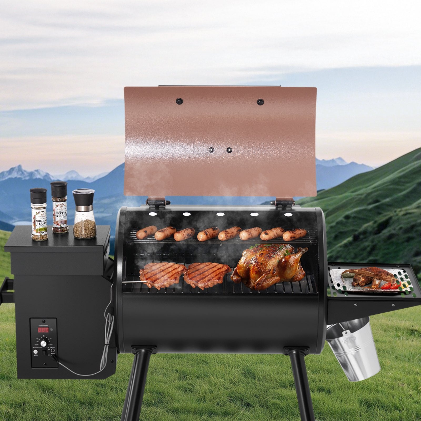 Parrilla de pellets de madera Ahumador Parrillas eléctricas para barbacoa al aire libre