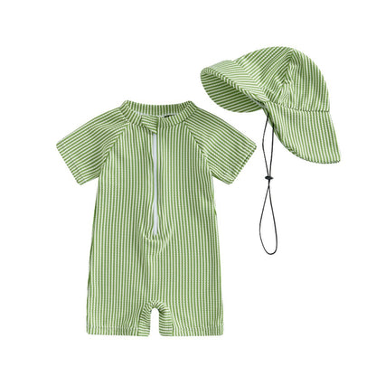 Maillot de bain une pièce spécial rayé à manches courtes pour enfants (tailles 70-80-90-100-110)