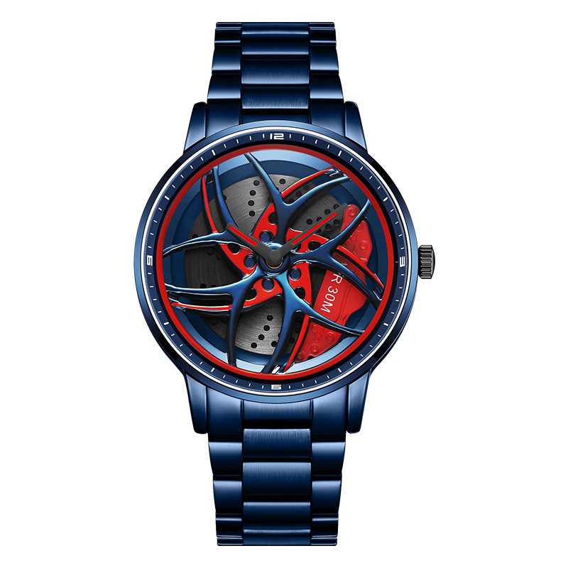 Reloj de cuarzo para hombre con correa giratoria y esfera de rueda