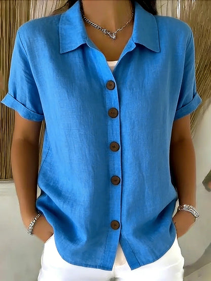 Chemise à manches longues et col à revers pour femme