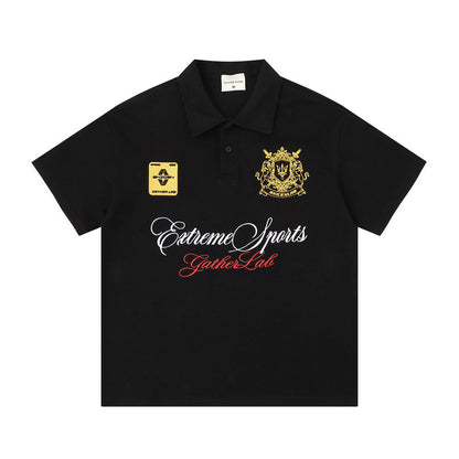 T-shirt à manches courtes brodé lettre emblème