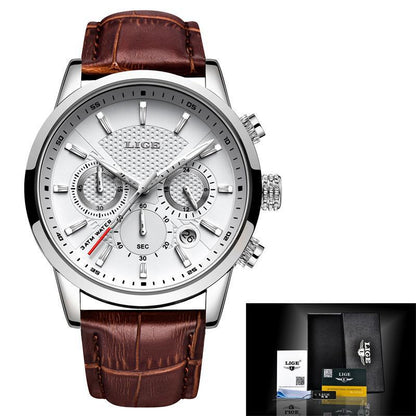 Reloj de cuarzo deportivo para hombre con correa de acero impermeable