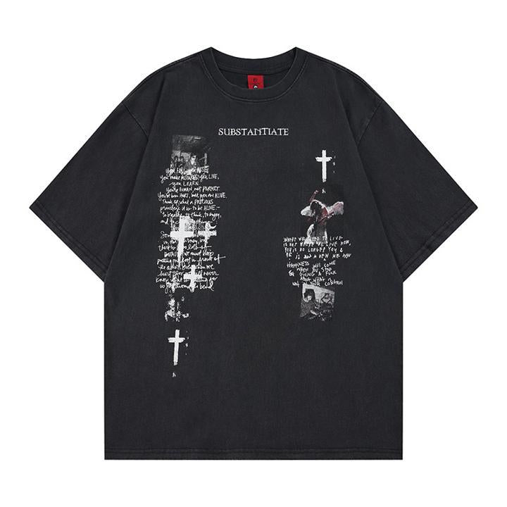 T-shirt lavé et usé à manches courtes pour homme