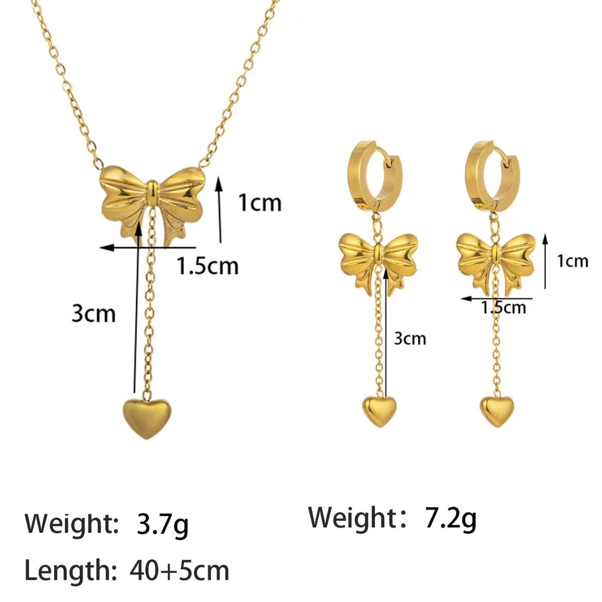 Juego de joyas de acero inoxidable para mujer: collar y pendientes