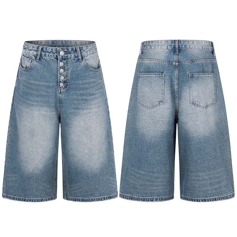 Single row button Denim Shorts
