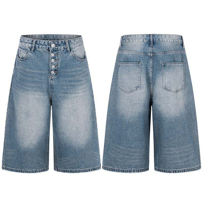 Single row button Denim Shorts