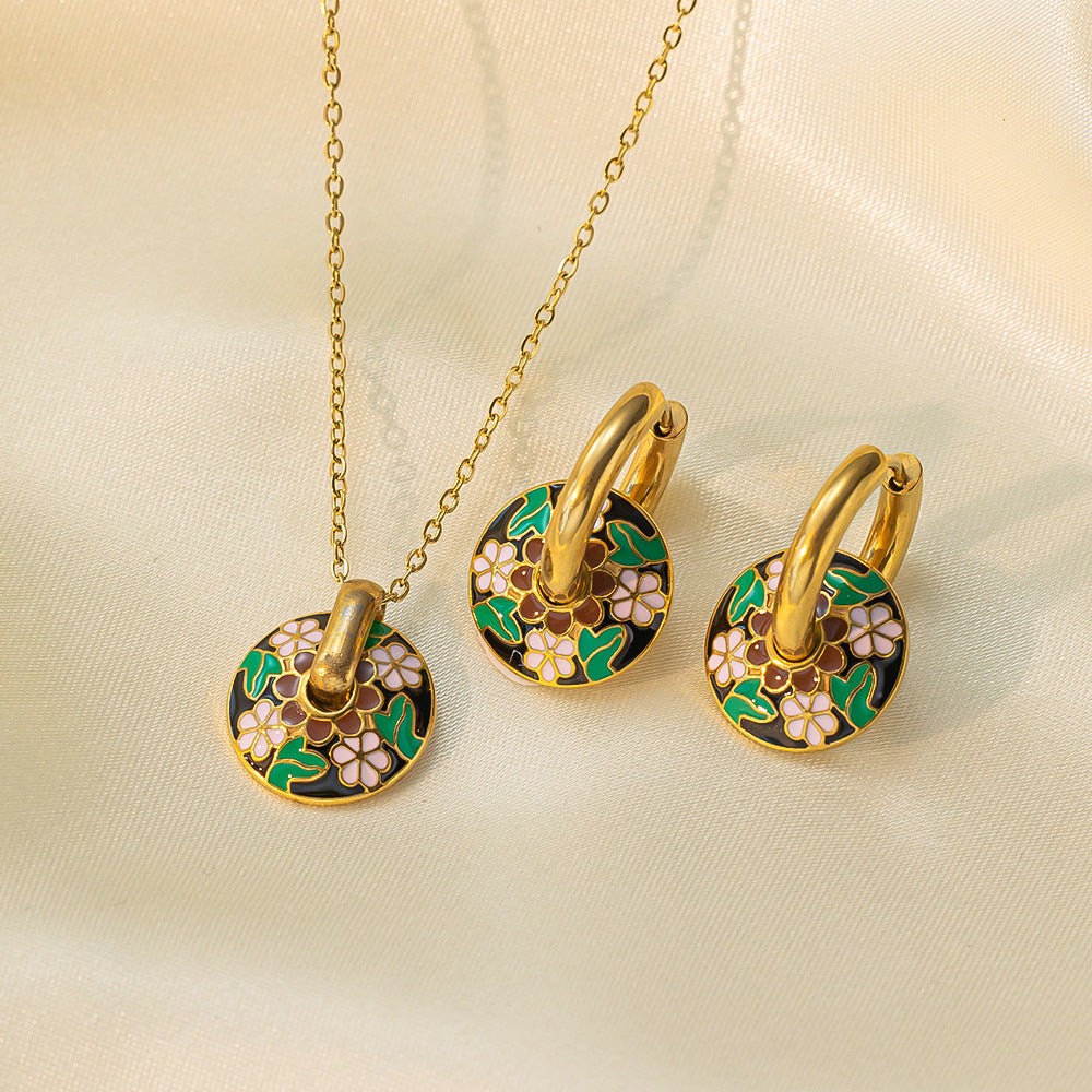 Juego de joyas de acero inoxidable para mujer: collar y pendientes