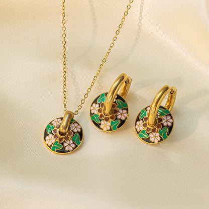 Boucles d'oreilles Collier en acier inoxydable Ensemble de bijoux pour femmes