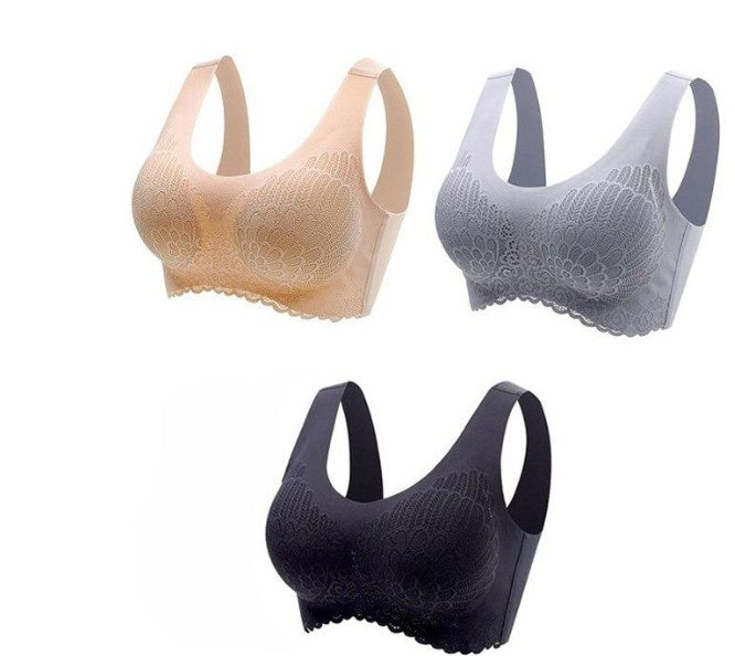 Soutien-gorge de sport en latex thaïlandais naturel 4.0 Angel Wings sans couture une pièce en dentelle pour femme sans armature