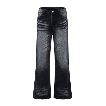 Style Wrinkle Catwhisker Flared Jeans for Men