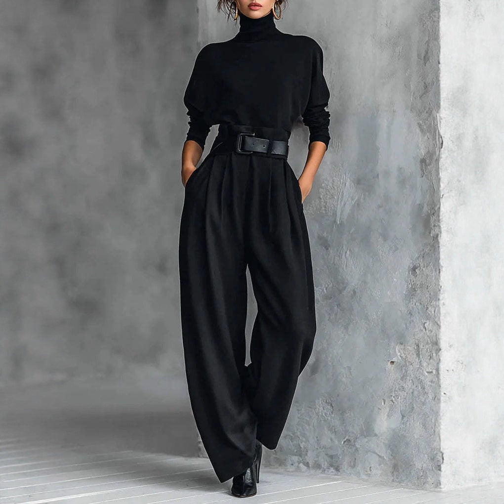 Pantalon de costume taille haute américain en soie glacée de haute qualité