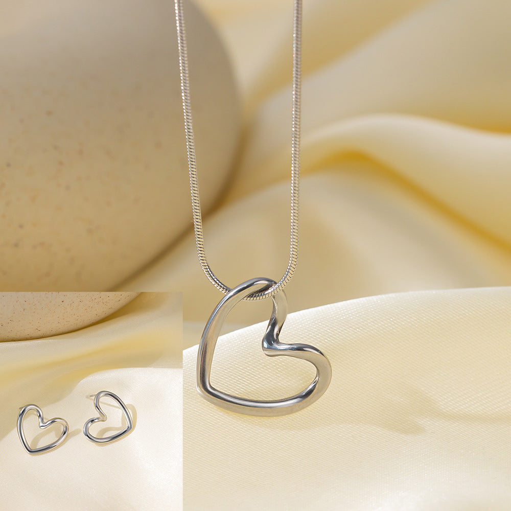 Juego de joyas de acero inoxidable para mujer: collar y pendientes