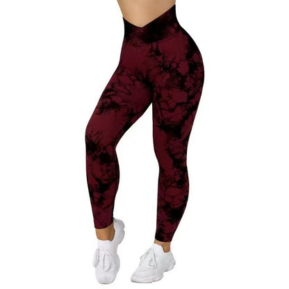 Legging Tie-Dye Sans Couture Femme, Pantalon Yoga Push Up, Sport, Fitness, Course, Gym