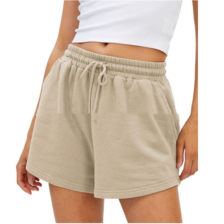 Pantalones cortos de mujer de talle alto elásticos informales para ejercicio y correr
