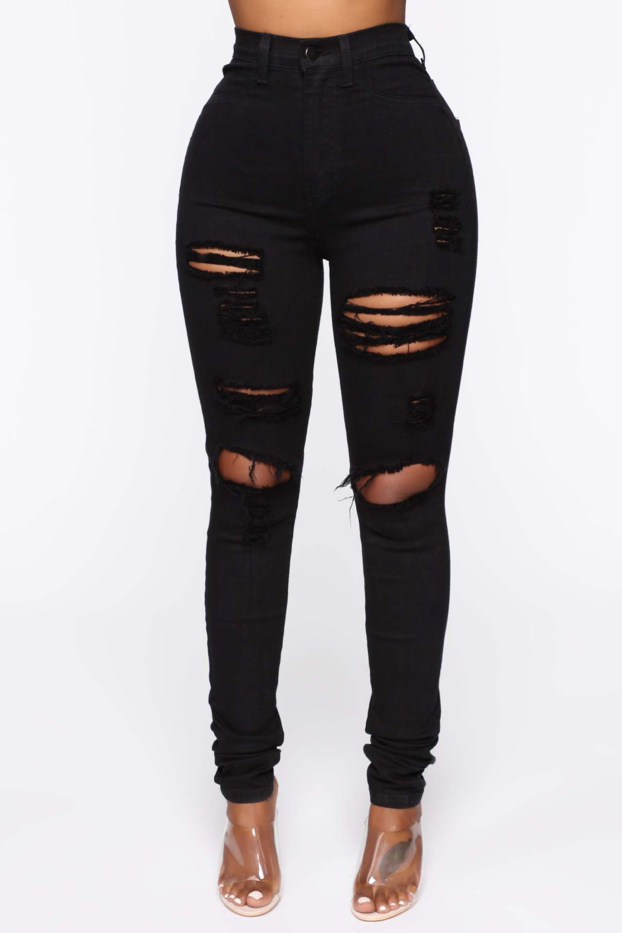 Legging Femme Jean Noir Et Blanc Délavé Stretch