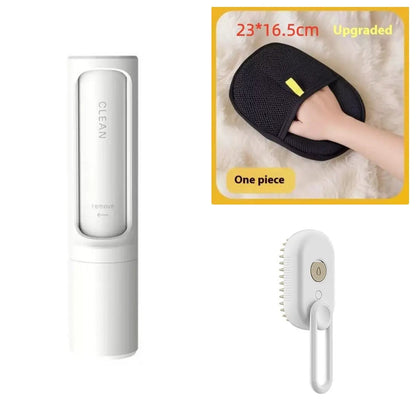 AdTec 3-in-1 pet grooming kit: white electric spray brush, bristle brush, and black mesh pad