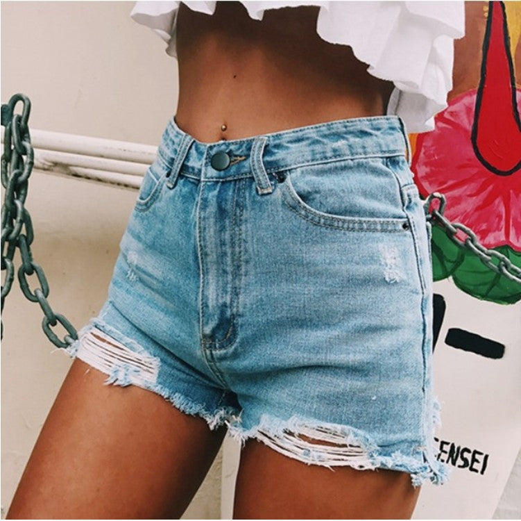 Shorts en jean déchirés classiques style rétro pour femmes