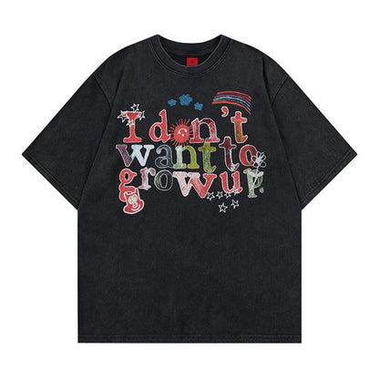 T-shirt à manches courtes imprimé lettres