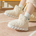 Paquete de invierno Zapatillas de algodón con tacón, impermeables, para usar en casa, interiores y exteriores, bonitas, de caña alta