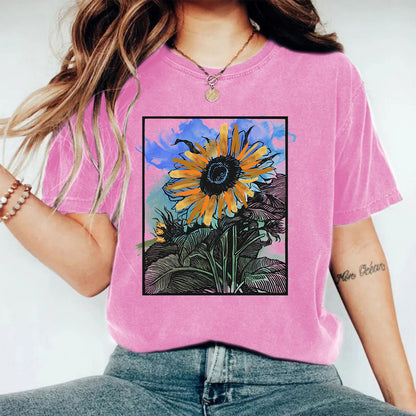 Washed and used T-shirt printed T-shirt top