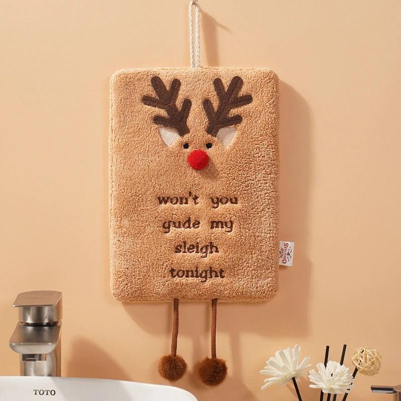 New Christmas hand towel can be hung with thick coral fleece towel, kitchen absorbent quick drying cloth, cartoon hand towel by eprolo