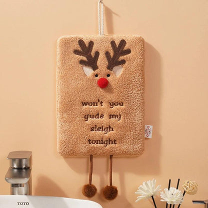 New Christmas hand towel can be hung with thick coral fleece towel, kitchen absorbent quick drying cloth, cartoon hand towel by eprolo
