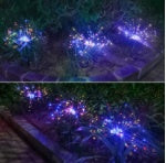 Nueva Púa de Tierra Luz Solar Fuegos Artificiales Luz LED Cadena de Alambre de Cobre Decoración de Jardín Exterior Luces de Estrella Luces de Navidad