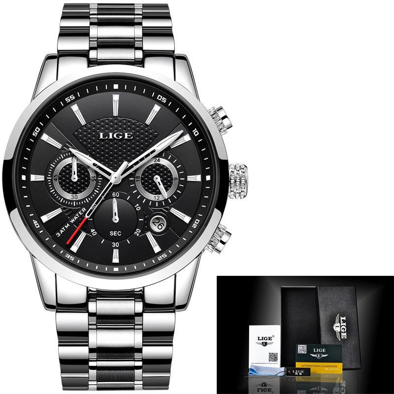 Reloj de cuarzo deportivo para hombre con correa de acero impermeable