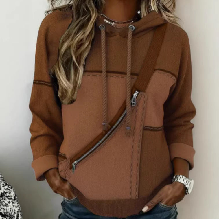 Sweatshirt à Capuche Femme à Manches Longues Imprimé 3D Sans Poches
