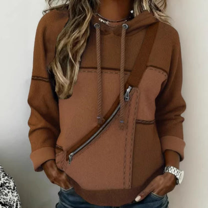 Sweatshirt à Capuche Femme à Manches Longues Imprimé 3D Sans Poches