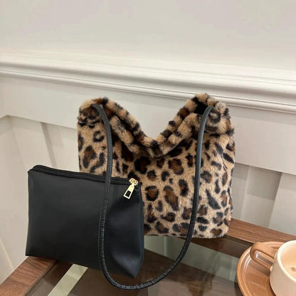 Leopard Furry Shoulder Bag by eprolo
