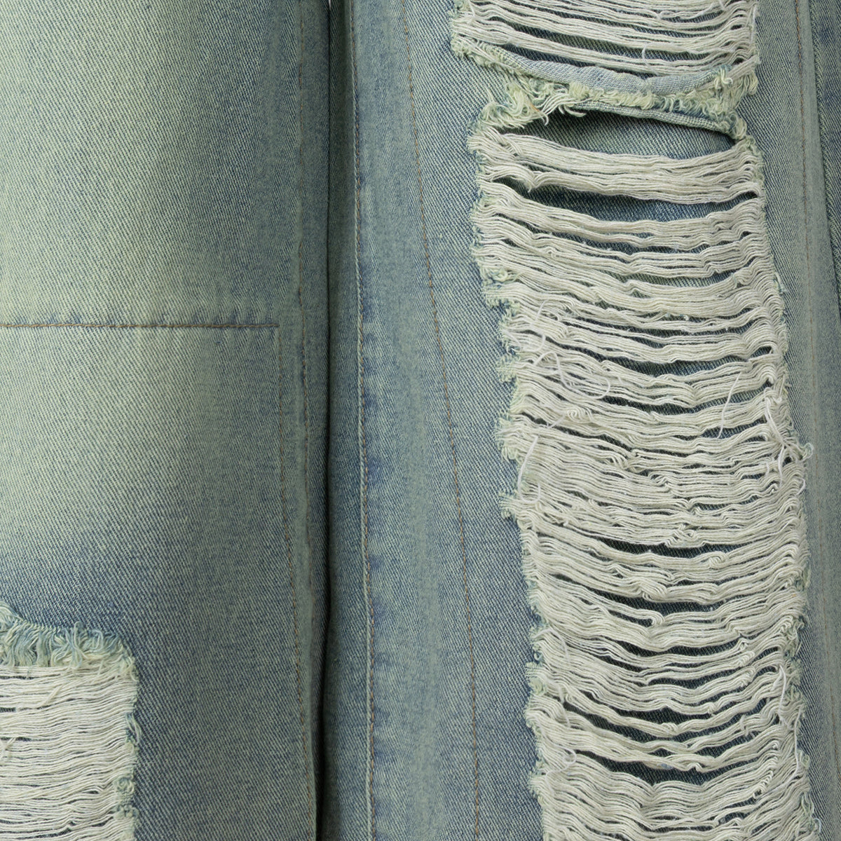 Pantalones Cropped Holgados de Mezclilla Desgastada Chic