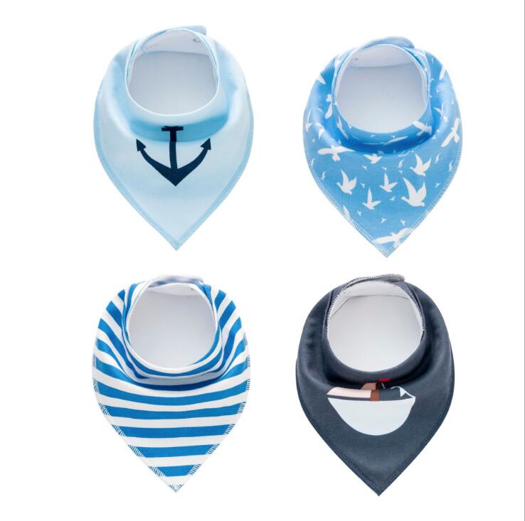 Lot de 4 bavoirs imprimés flèche vague triangle, accessoires bavoir bandana en coton pour bébé