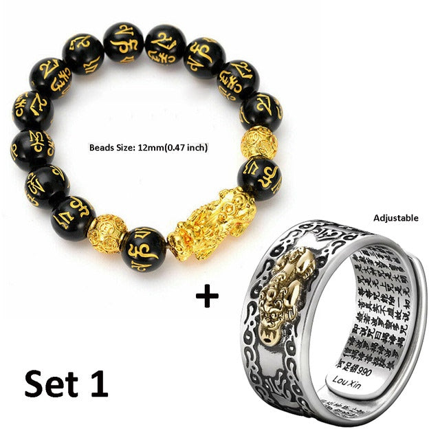 Bague-bracelet unisexe Pixiu Feng Shui chinois