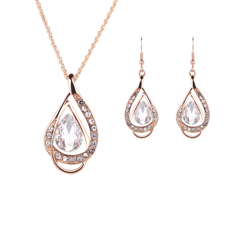 Parure collier boucles d'oreilles rétro deux pièces