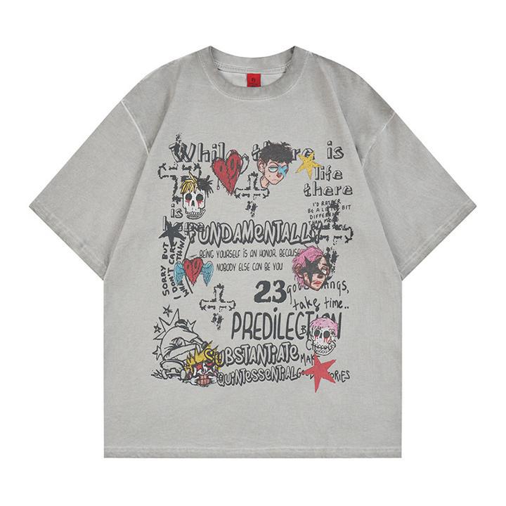 T-shirt à manches courtes squelette de dessin animé