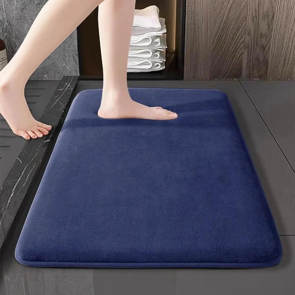 Thickened coral velvet solid color floor mat bathroom living room entrance water absorbing and non slip mat bedroom floor mat by eprolo