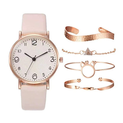 Montre à quartz en cuir pour femme, style décontracté, avec chiffres
