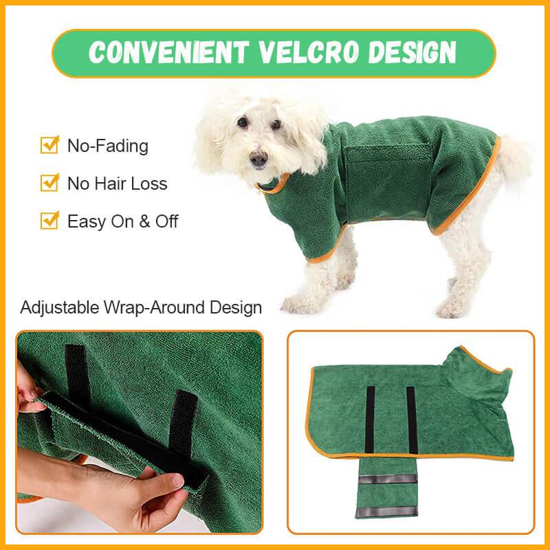 Bata de baño absorbente para mascotas de microfibra con ajuste de cintura