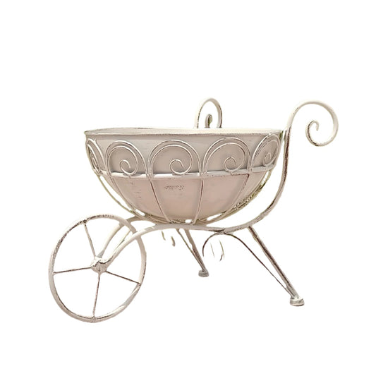 Vintage Iron Garden Cart Planter with Drainage-0