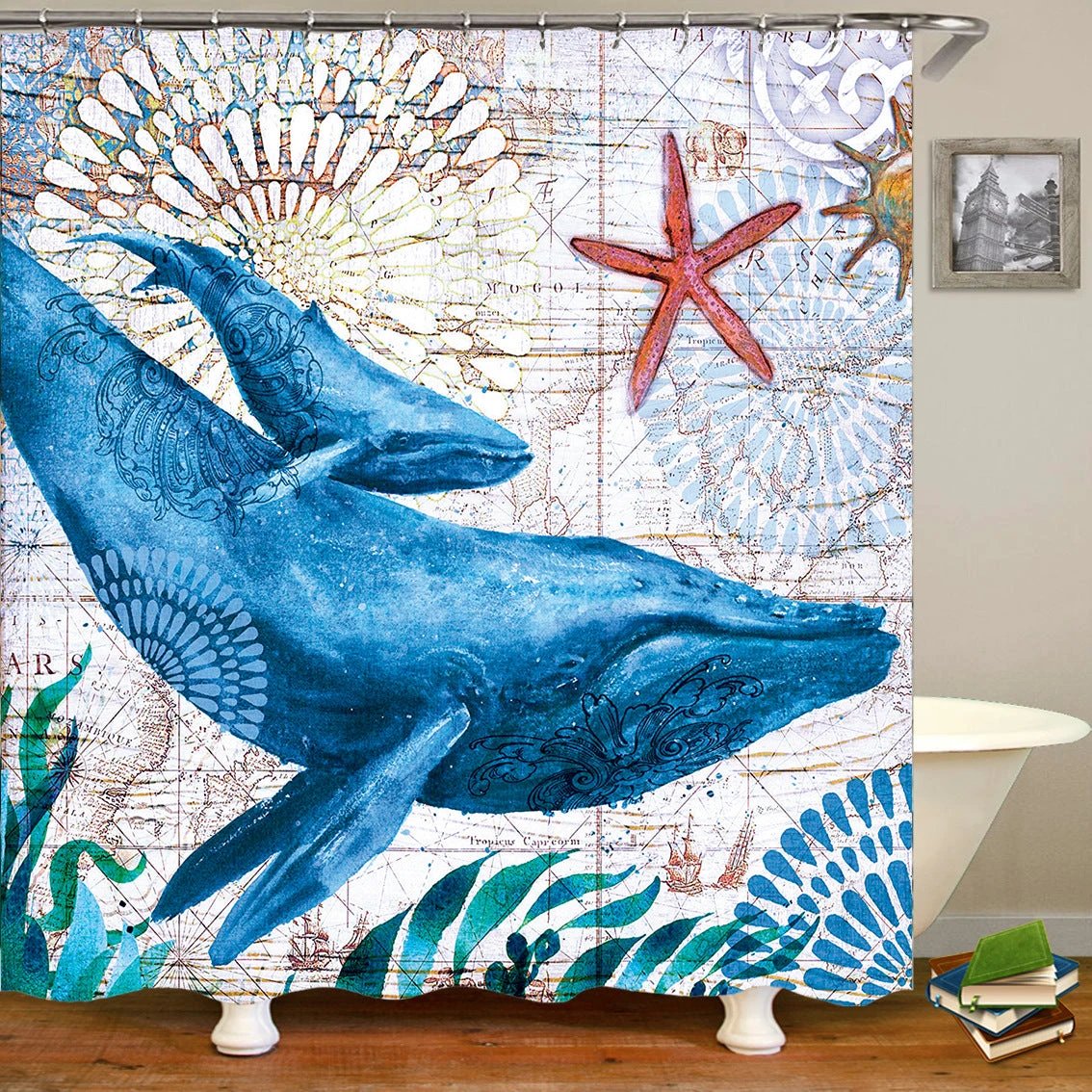sea worldl Style Pattern Bathroom Shower Curtain by eprolo