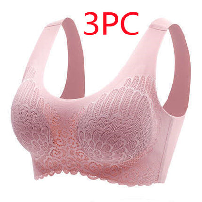 Soutien-gorge de sport en latex thaïlandais naturel 4.0 Angel Wings sans couture une pièce en dentelle pour femme sans armature