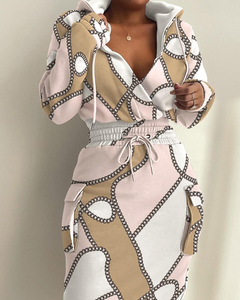 Robe Imprimée à Poches Latérales pour Femme
