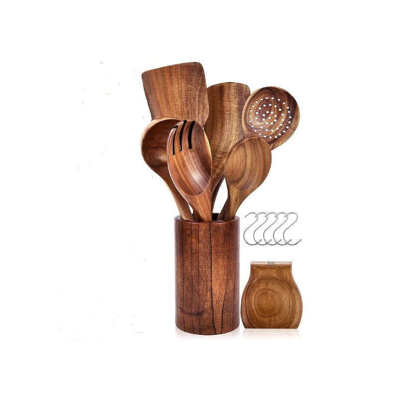Spatule Ustensiles de cuisine Costume Tête en teck Pelle Salade Remuer Soupe Pâtes Cuillère Cuisine
